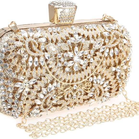 Women’s Sequin Rhinestone Clutch Elegant Evening Handbag for Weddings - Picture 1 of 8